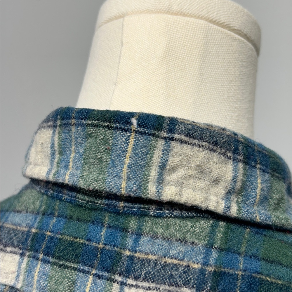 Vintage 1970’s Pendleton Pure Virgin Wool Blue Green Flannel‎ Button Up Shirt - Picture 3 of 5